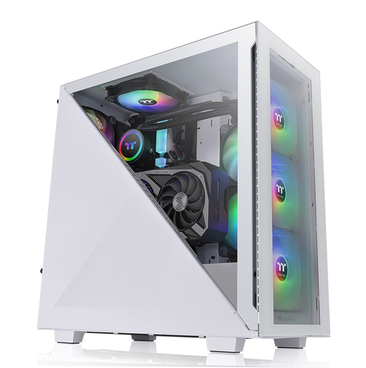 Gabinete TT Divider 300 Mid-Tower TG x2 Fan x3 ARGB + Fan x1 White  (7590)