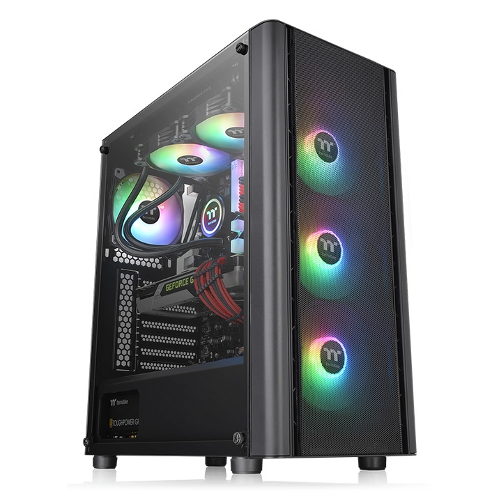 Gabinete TT V250 AIR Mid-Tower TG Fan x3 ARGB + Fan x1 Black (9532)