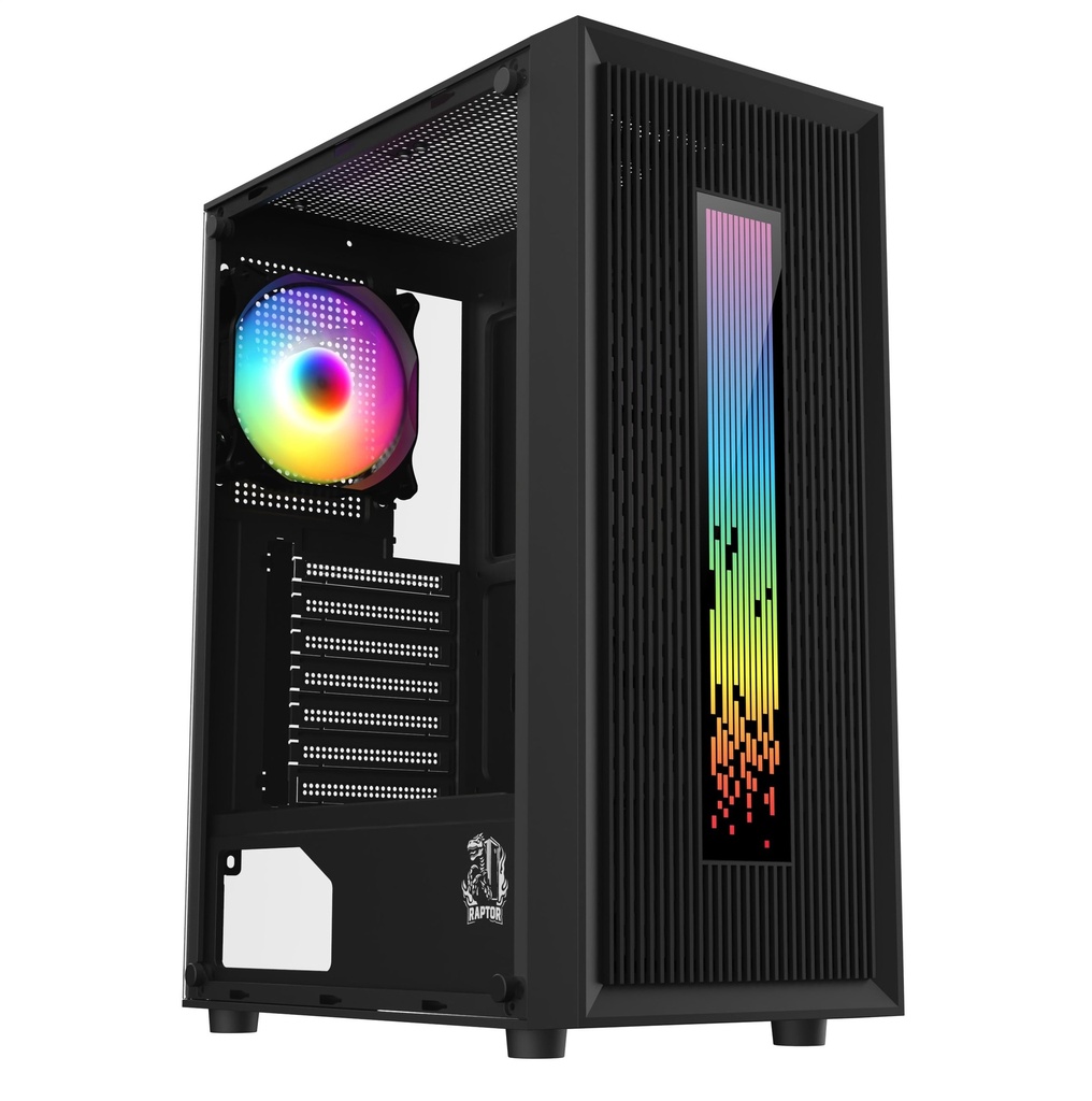 Gabinete Raptor Vortex TG Mid-Tower RGB Back Fan x1 + Led Front