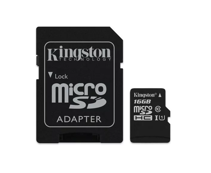 [101424] MicroSD KINGSTON 16GB c/Adap Clase 10 UHS-I (U1) 80MB/s Canvas (4646)