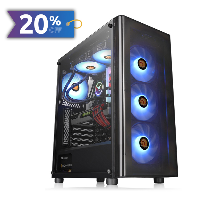 [101481] Gabinete TT V200 TG/Black/Window Tempered Glass*1 S/F (3230)