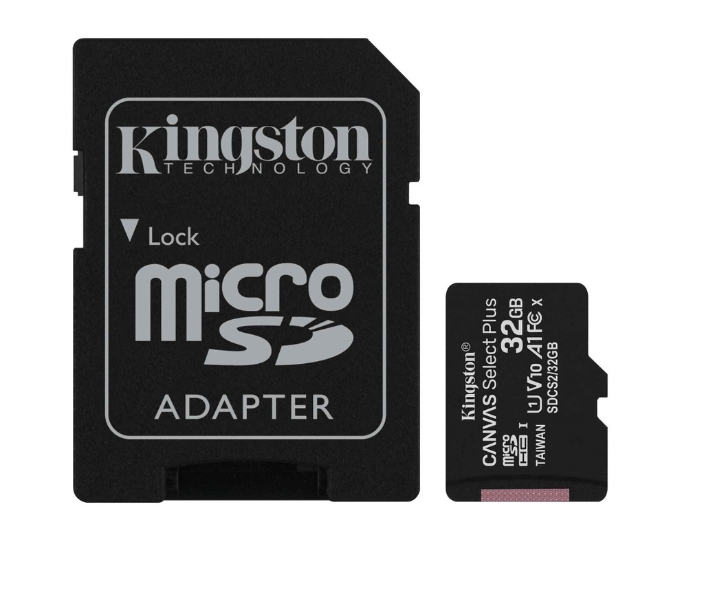 [101736] MicroSD KINGSTON 32GB c/Adap Clase 10 UHS-I (U1) 100MB/s Canvas Plus