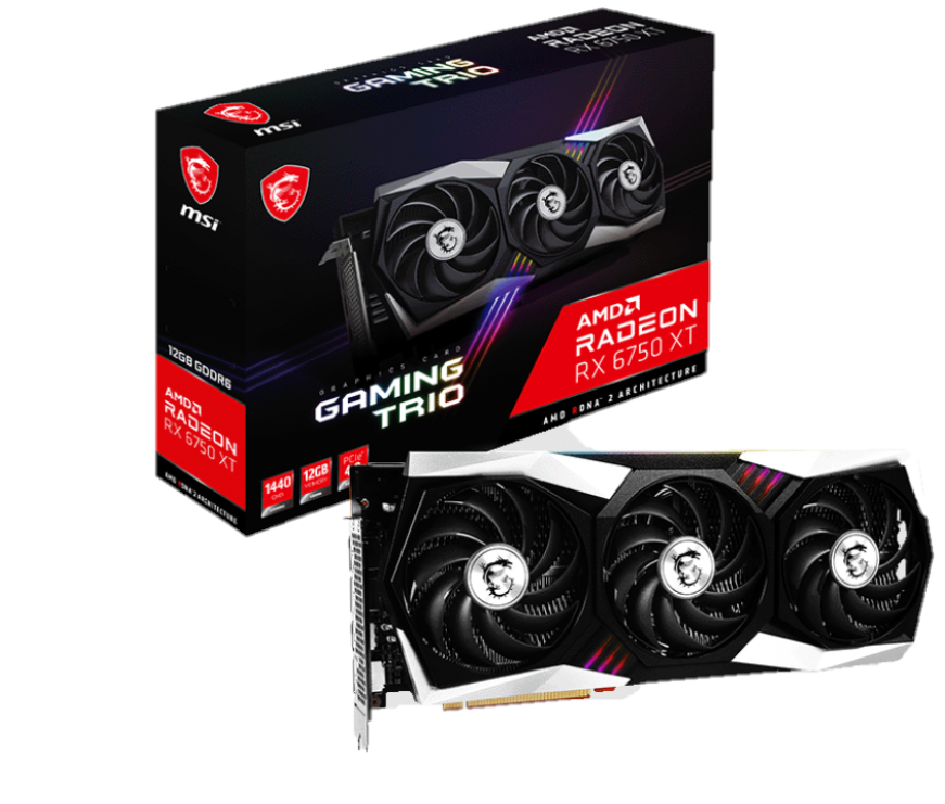 [102925] VGA MSI Radeon RX 6750 XT GAMING X TRIO 12G (1510)