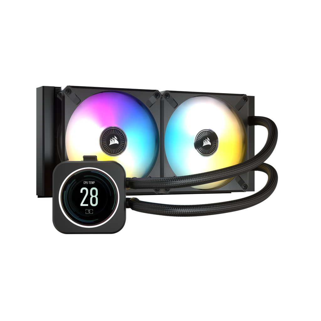 Water Cooling Corsair iCUE H100i ELITE LCD Display 2x CPU Cooler 240mm Black (8130)