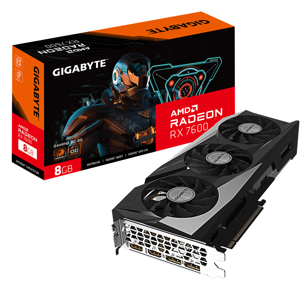Placa de Video Gigabyte Radeon RX 7600 GAMING OC 8G