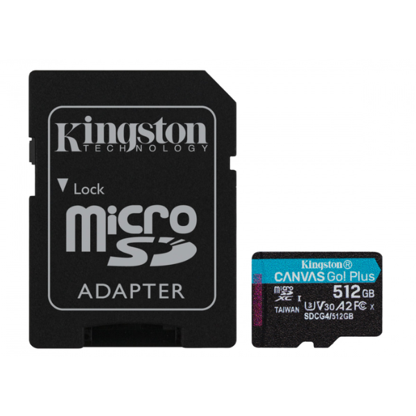 MicroSD KINGSTON 512 GB c/Adap Canvas GO! Plus Gen4