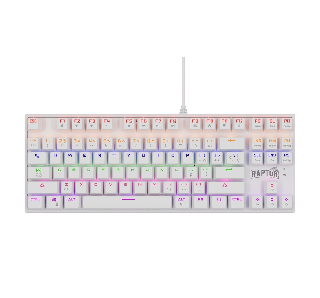 [103743] Teclado Gamer Raptor Fireclaw M87 Mecanico Retroiluminado Switch Red Outemu White