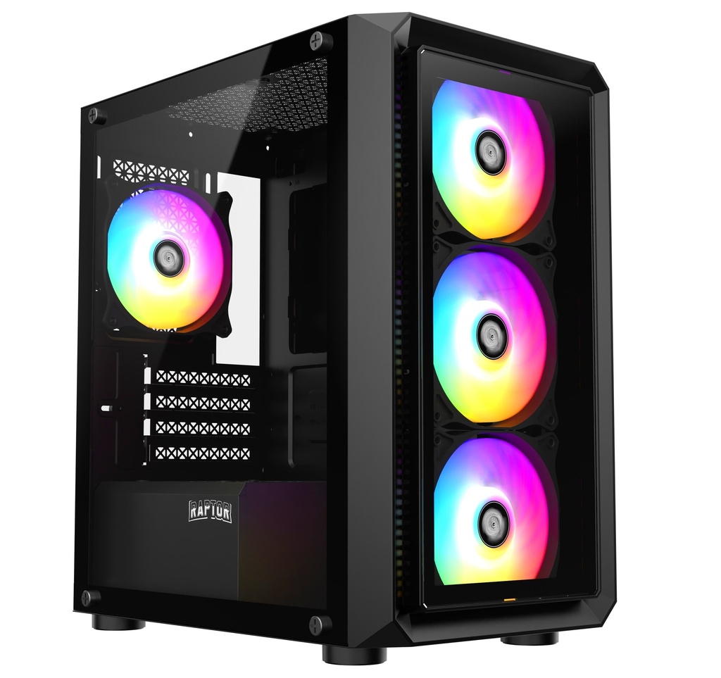[103759] Gabinete Raptor Infinity Glass TG x2 Mid-Tower RGB Fan x4