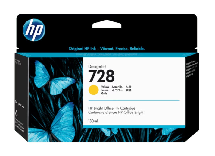F9J65A HP 728 130-ml Yellow Ink Cartridge (7848)