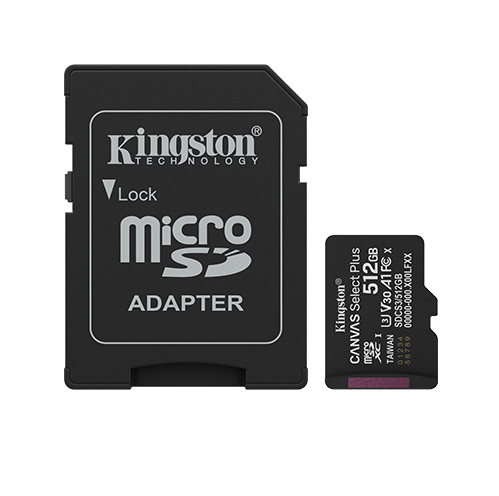 MicroSD KINGSTON 512 GB c/Adap Gen3 150MB/s S Plus CL10