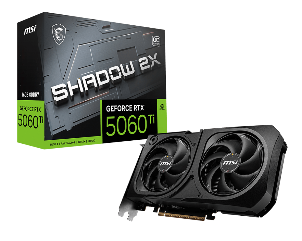 Placa de Video MSI GeForce RTX 5060 Ti SHADOW 2X OC PLUS 16G