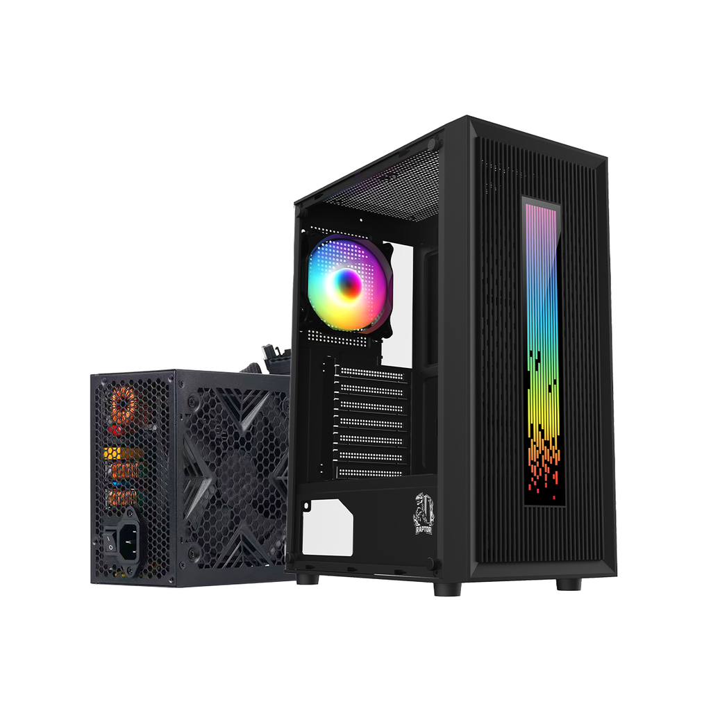 Gabinete Gamer Raptor Vortex con Fuente Raptor Volt 650W 80+ Bronze