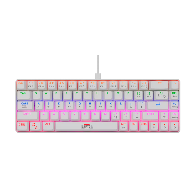 Teclado Gamer Raptor Fireclaw M68 Mecanico Retroiluminado Switch Red Outemu White