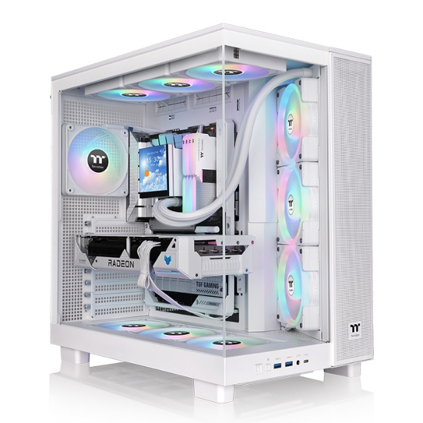 Gabinete TT View 380 XL  Mid-Tower TG x2 Fan ARGB x1 Reverse Fan x3 Snow (9682)