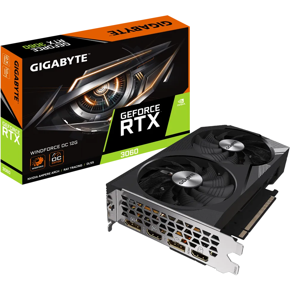 Placa de Video Gigabyte GeForce RTX 3060 WINDFORCE OC 12G