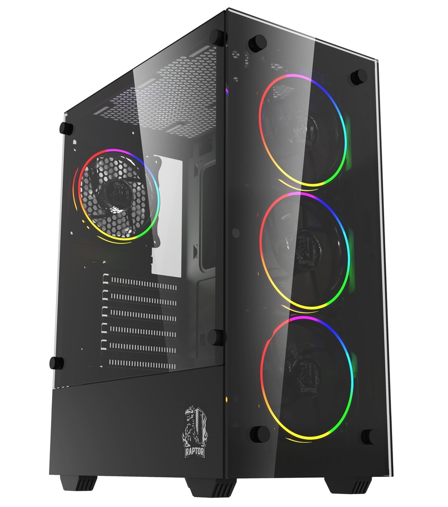 [100960] Gabinete Raptor Sentinel TG Mid-Tower RGB Fan x4